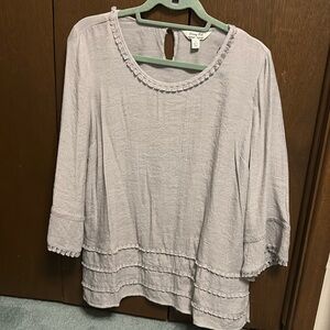 Light gray gauze, feel Krazy Kat brand medium blouse